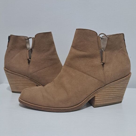 Eileen Fisher Tote Chic Ankle Boots Stacked Heel Size 8.5 Earth Tumbled Nubuck - Picture 13 of 13